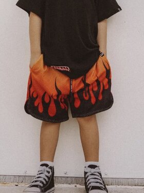 Little Trouble Heater Flame Mesh Shorts