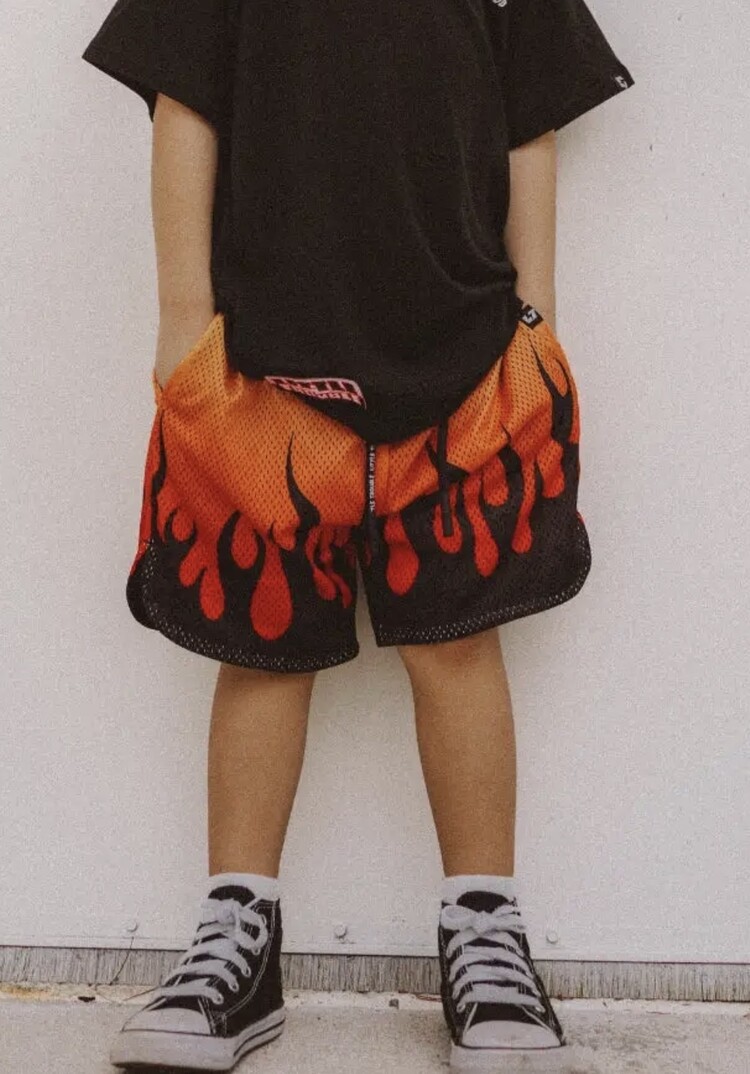 Little Trouble Heater Flame Mesh Shorts