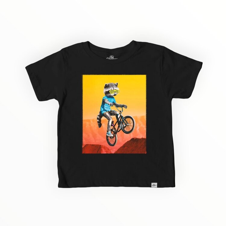 Kid Dangerous Biking Raccoon Tee