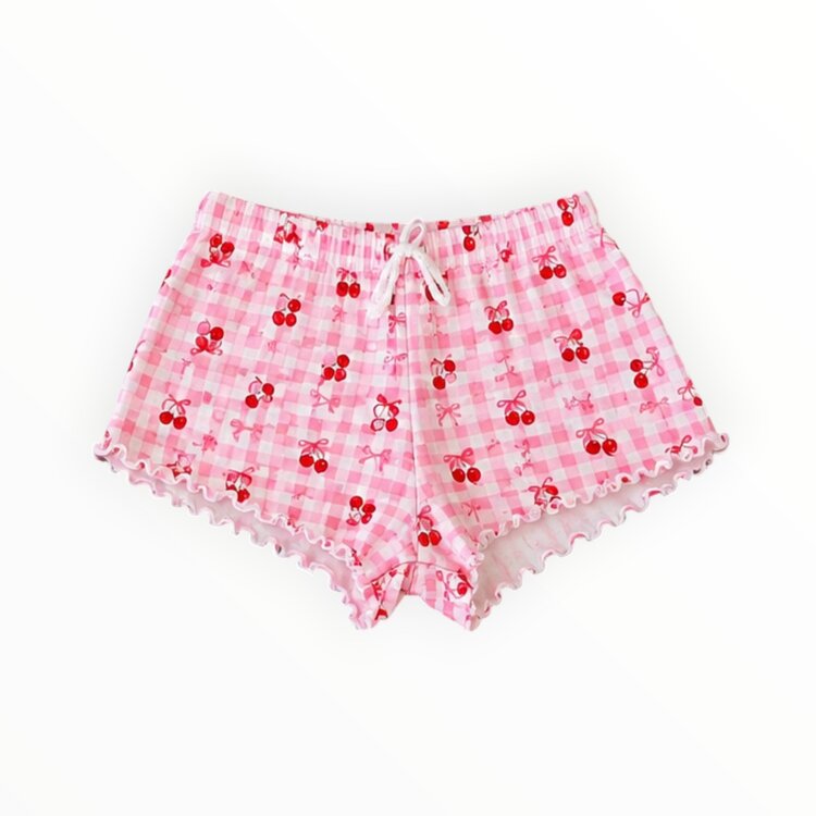 Cheryl Creations Kids Gingham Cherry Shorts