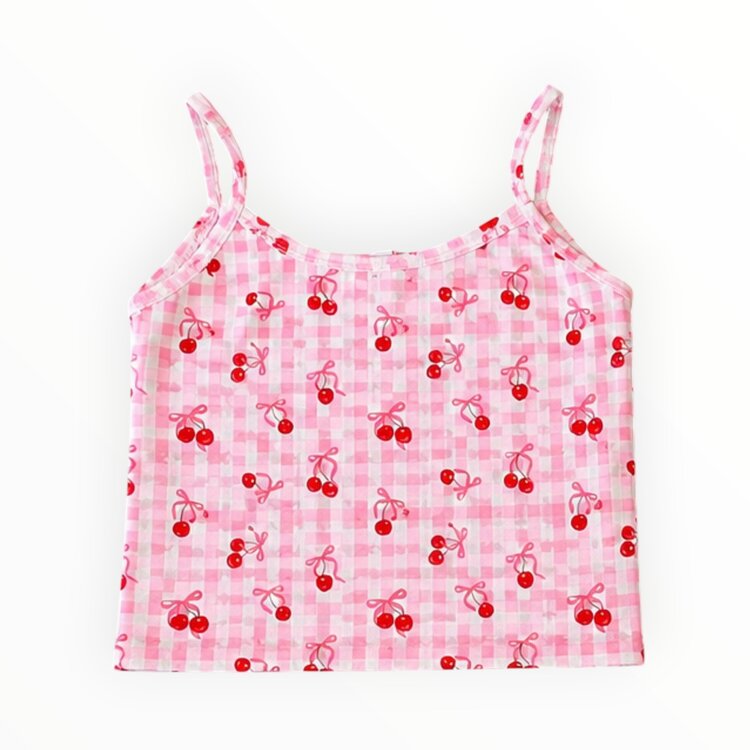 Cheryl Creations Kids Gingham Cherry Cami