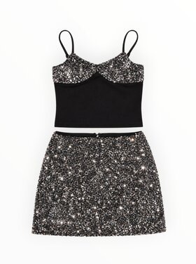 Flowers by Zoe Gunmetal Sequin Skirt Set