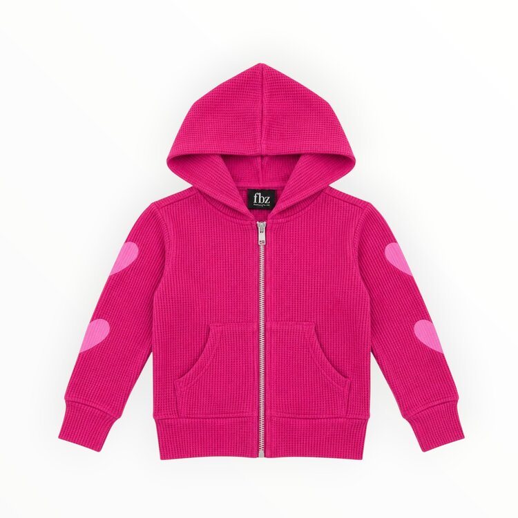 Flowers by Zoe Heart Waffle Zip Up Hoodie
