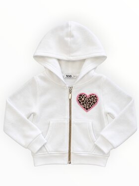 T2 Love Leopard Heart Reverse Fleece Zip Hoodie