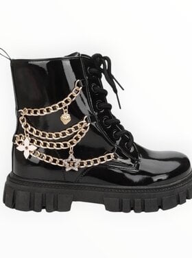 CALAKIDS XO Chains & Charms Patent Combat Boot