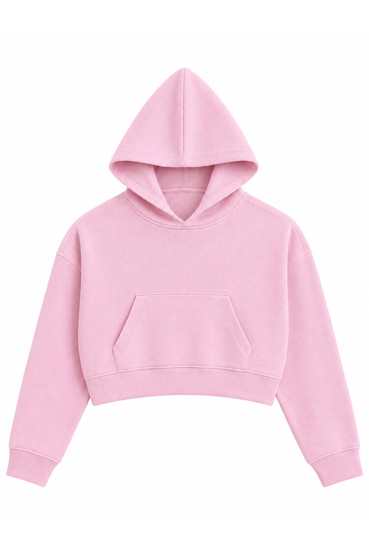 Katie J NYC Brynn Waffle Crop Pullover Hoodie