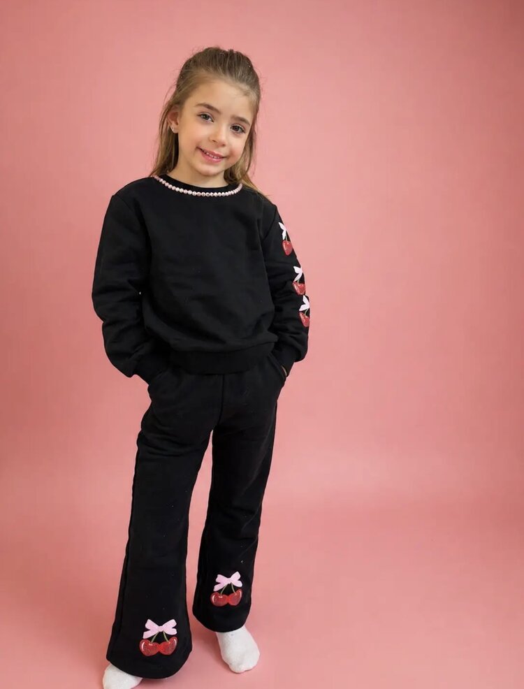 Ellie & Mila Sweetheart Cherry Sweat Set