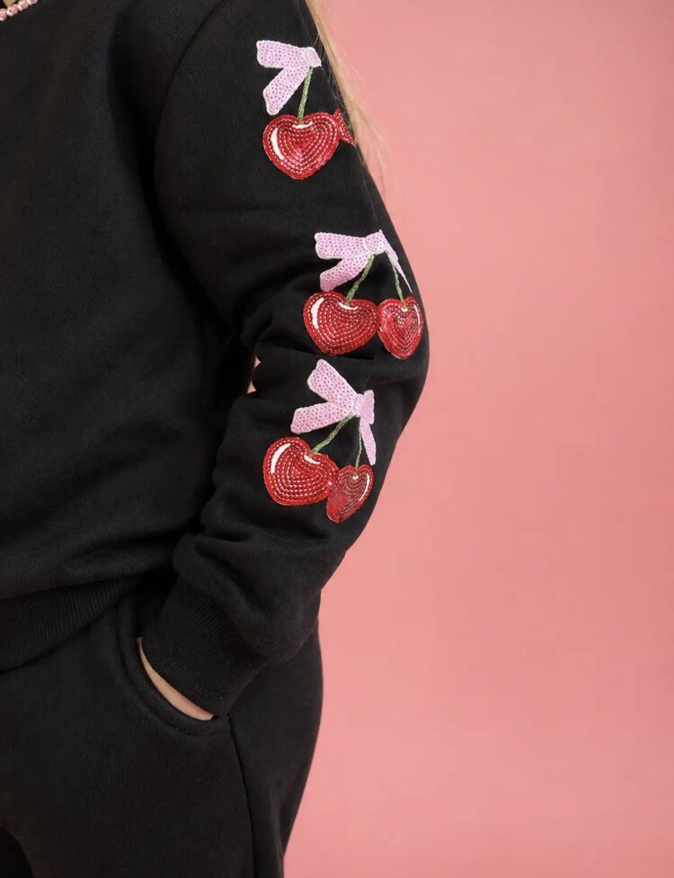 Ellie & Mila Sweetheart Cherry Sweat Set