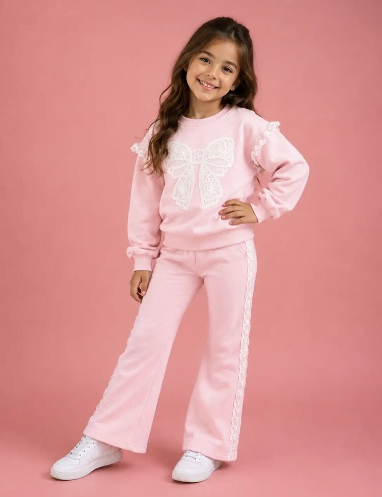 Ellie & Mila Pretty In Pink Lace Sweat Set