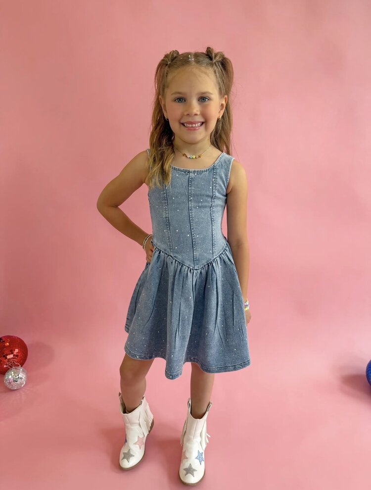 Ellie & Mila Blue Denim Sparkle Dress