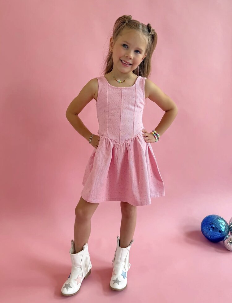Ellie & Mila Pink Denim Sparkle Dress