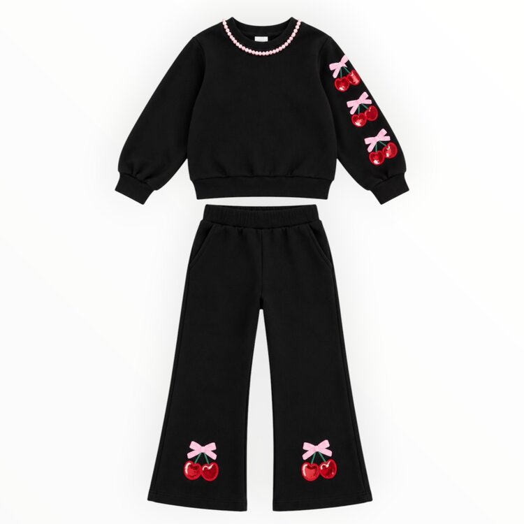 Ellie & Mila Sweetheart Cherry Sweat Set
