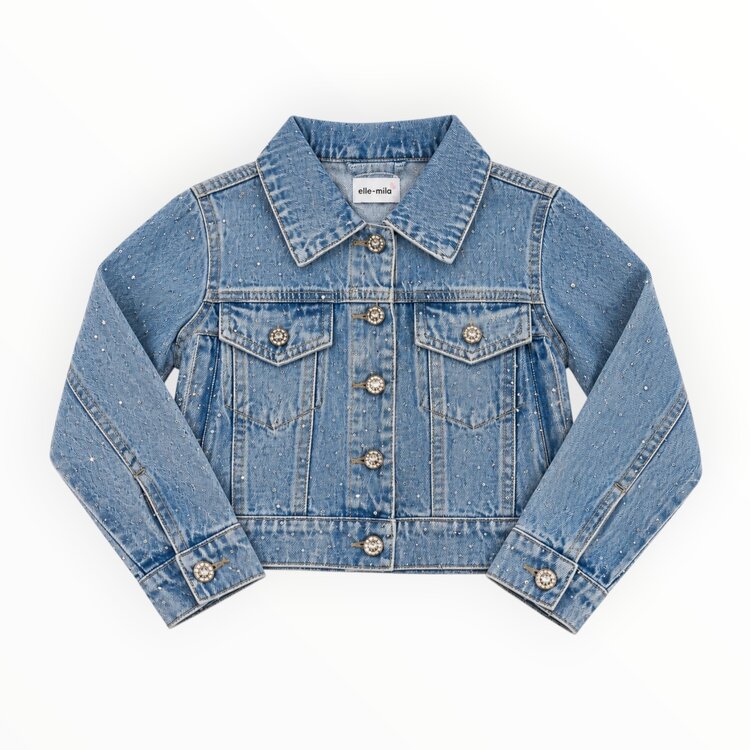 Ellie & Mila Rhinestone Bow Denim Jacket