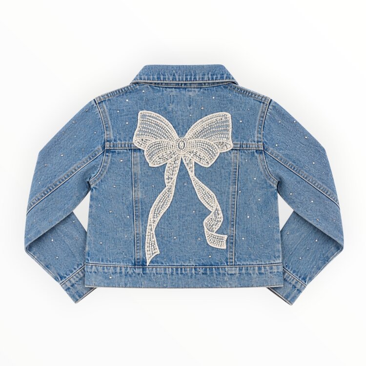 Ellie & Mila Rhinestone Bow Denim Jacket