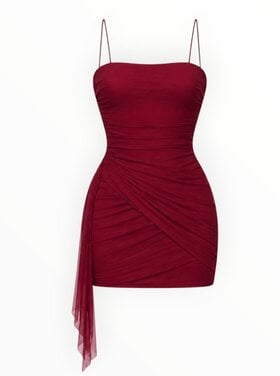Katie J NYC Gloria Mesh Side Drape Dress
