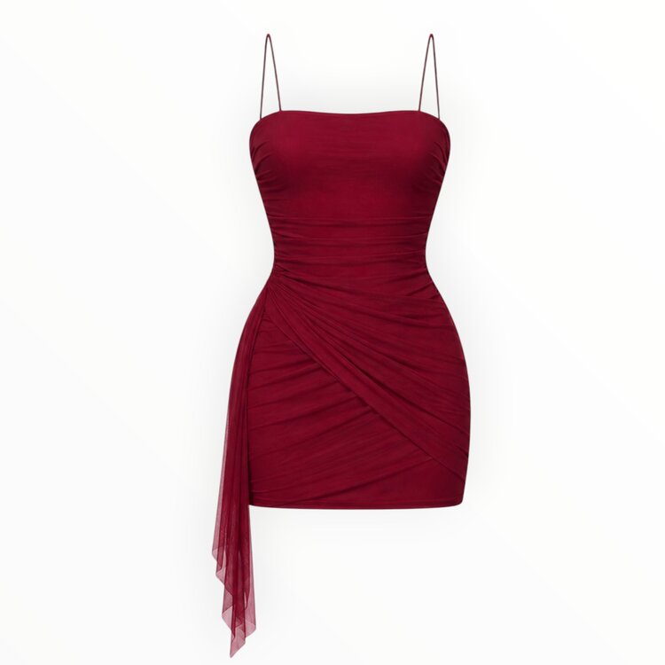 Katie J NYC Gloria Mesh Side Drape Dress
