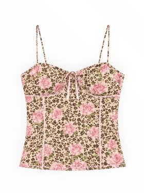 Katie J NYC Coco Leopard Blush Satin Bustier Top