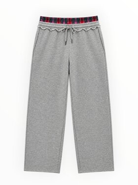 Katie J NYC Zadie Plaid Waistband Sweatpant