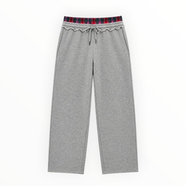 Katie J NYC Zadie Plaid Waistband Sweatpant