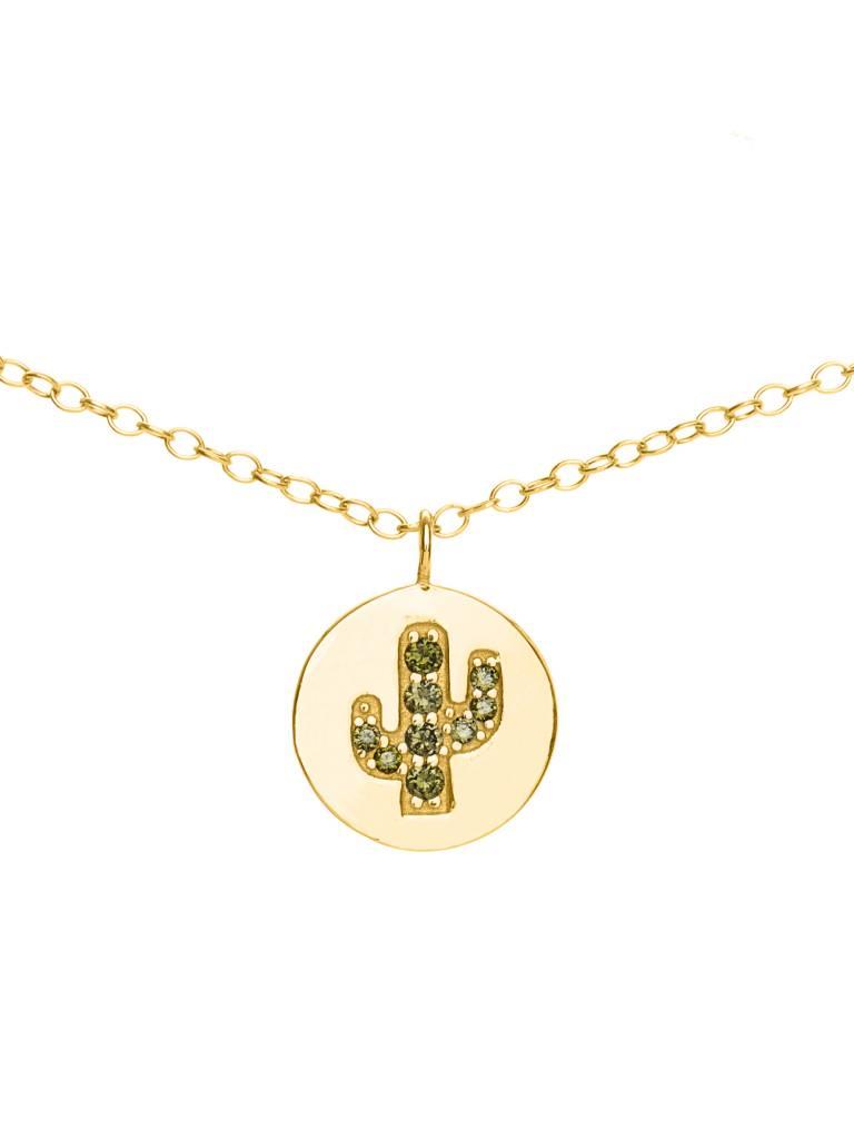 Cactus Pave Disk Necklace