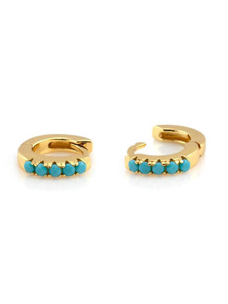 Turquoise Huggie Hoops