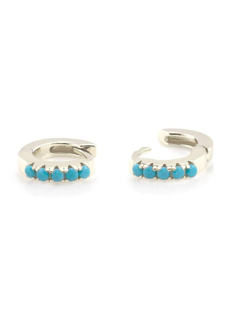 Turquoise Huggie Hoops
