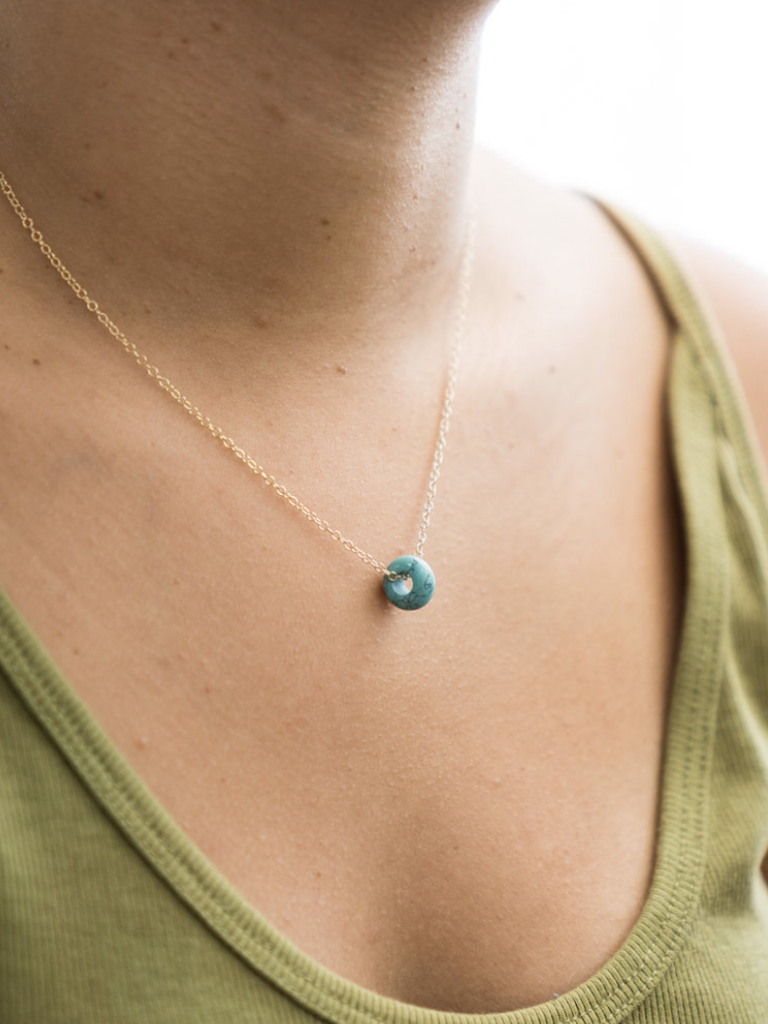 Gemstone Donut Turquoise Necklace