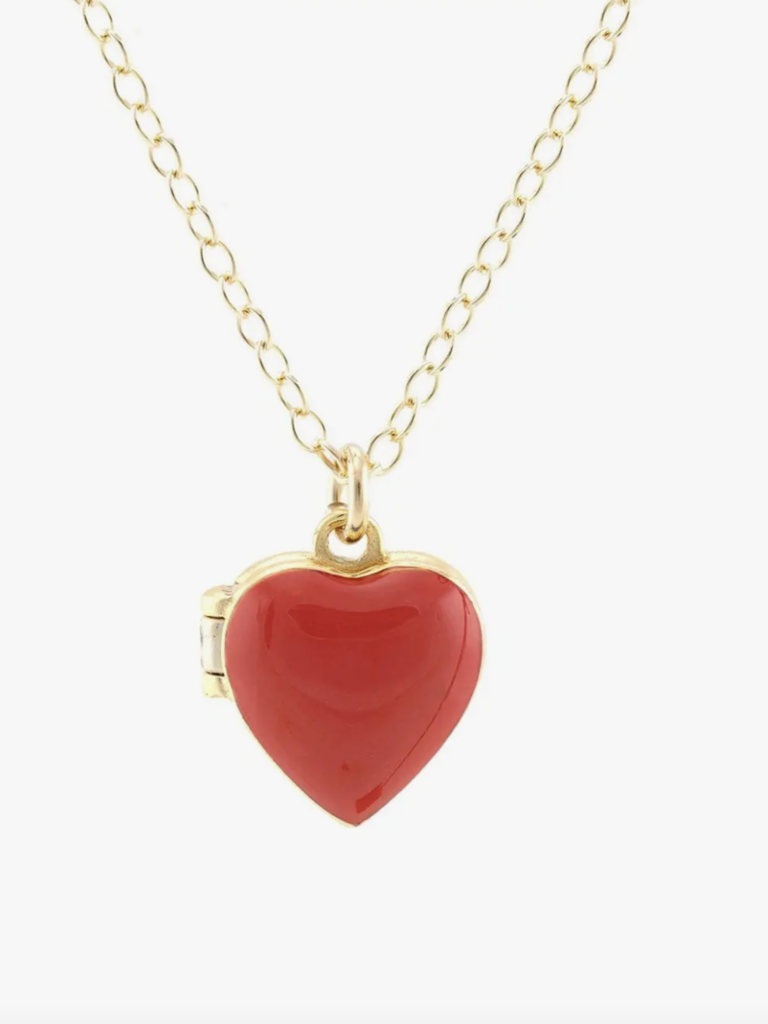Enamel Heart Locket Necklace
