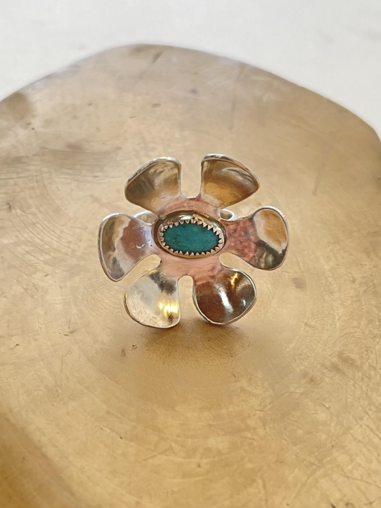Sterling + Turquoise Flower Ring