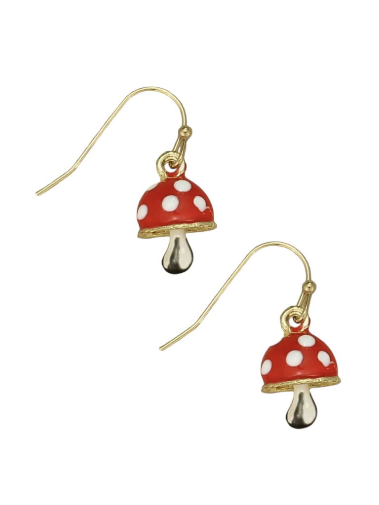 Magic Mushroom Toadstool Dangle Earrings