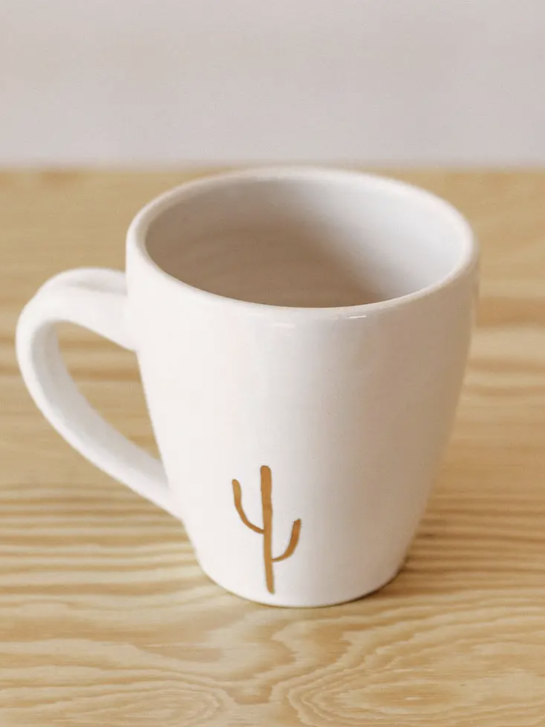 Gold Cactus Ceramic Mug