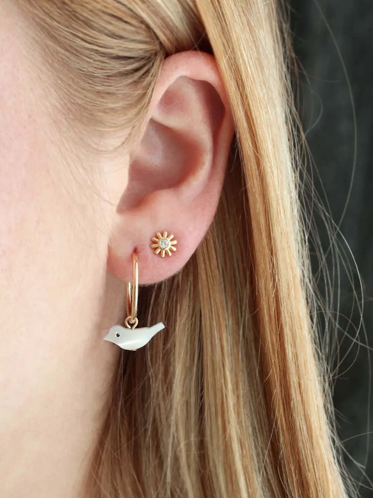 Bird shop hoop earrings