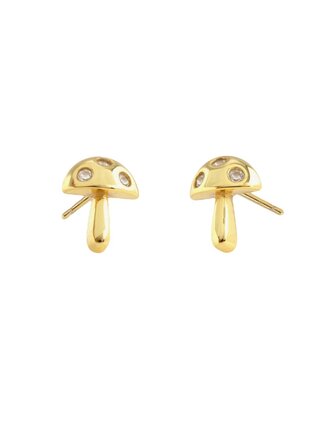 Mushroom Crystal Earrings - Gold