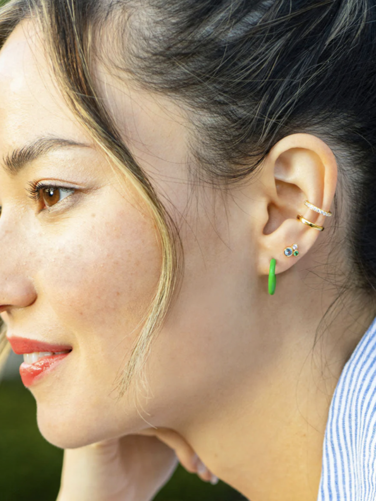 Modernist Bezel Crystal Stud Earrings
