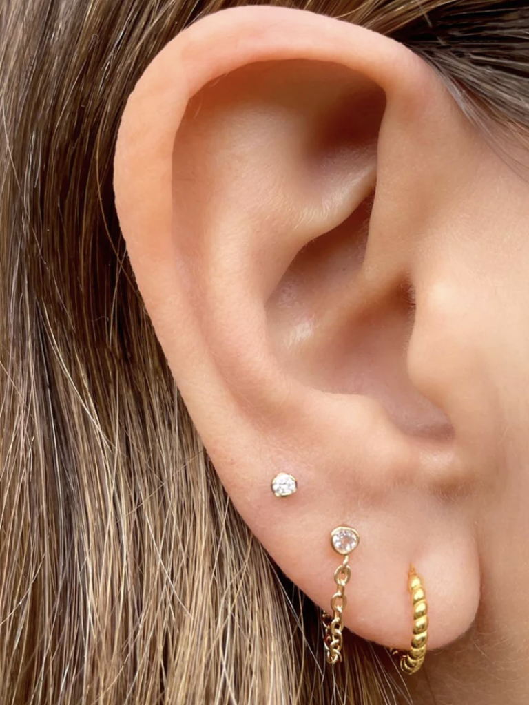Twisted Huggie Hoop Earrings - Silver