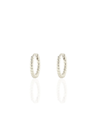 Twisted Huggie Hoop Earrings - Silver