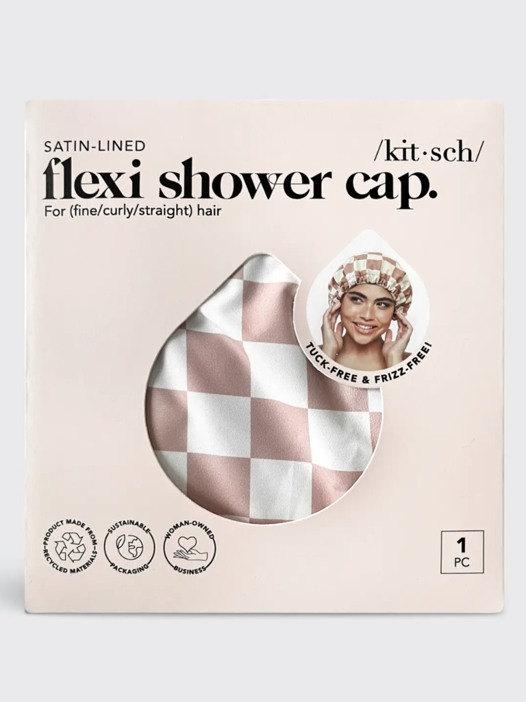 Flexi Shower Cap - Terracotta Check