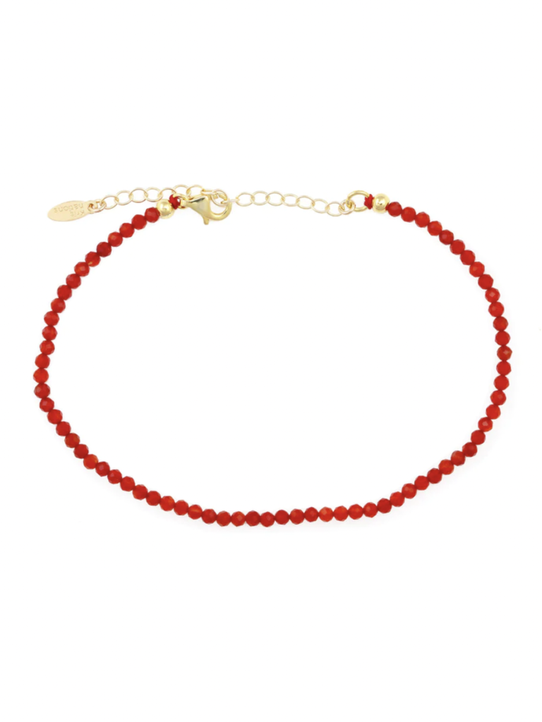 Petite Gemstone Bracelet - Red Orange Carnelia