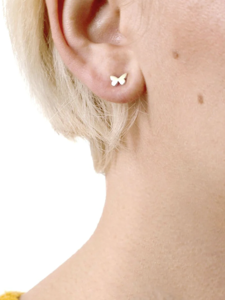 Butterfly Stud Earrings - Silver