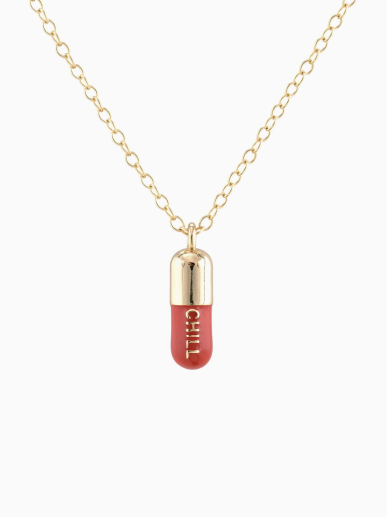 Chill Pill Necklace - Coral