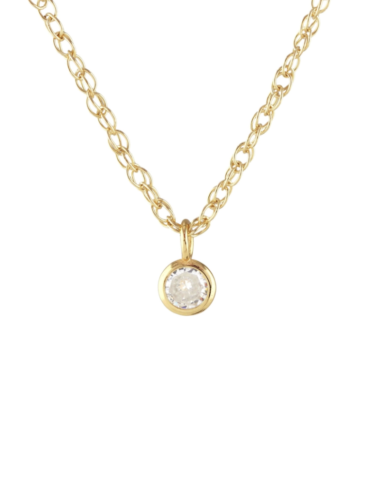 Petite Crystal Bezel Necklace - Gold