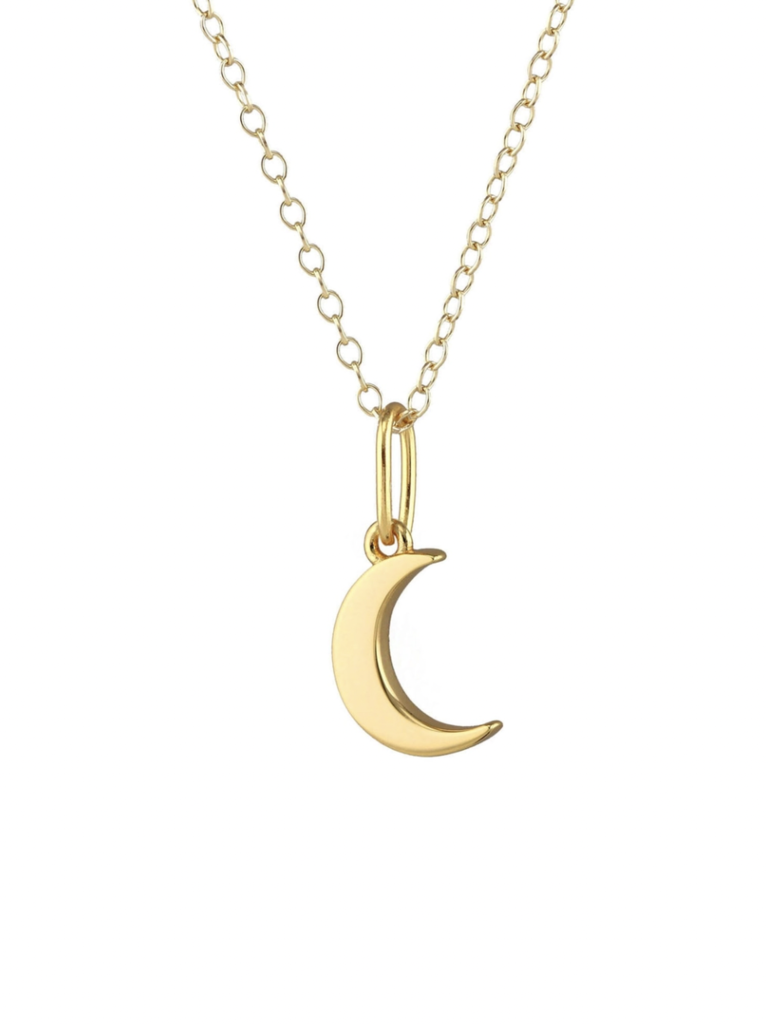 Crescent Moon Charm Necklace - Gold