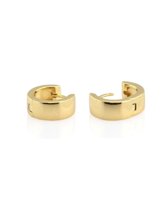 Wide Hinged Huggie Hoops - Gold