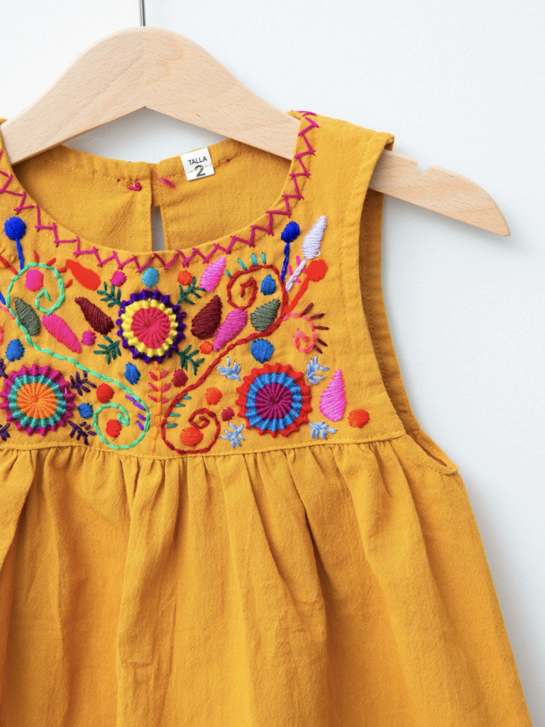 Jardinita Embroidered Dress - Mustard