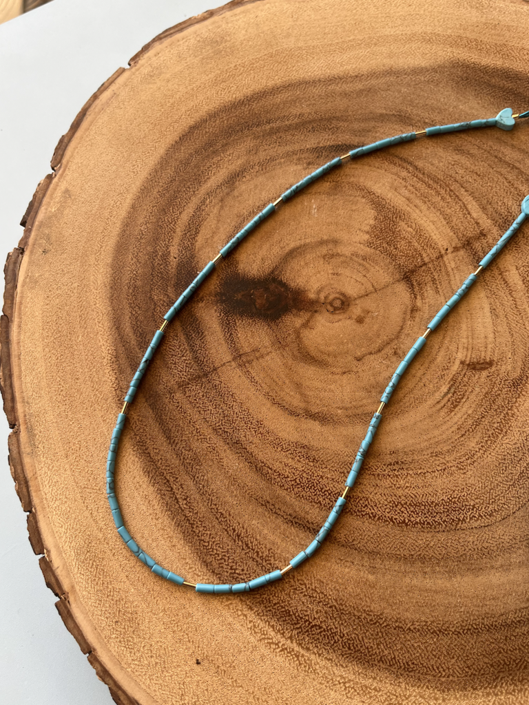 Petite Gem Heishi Necklace - Turquoise