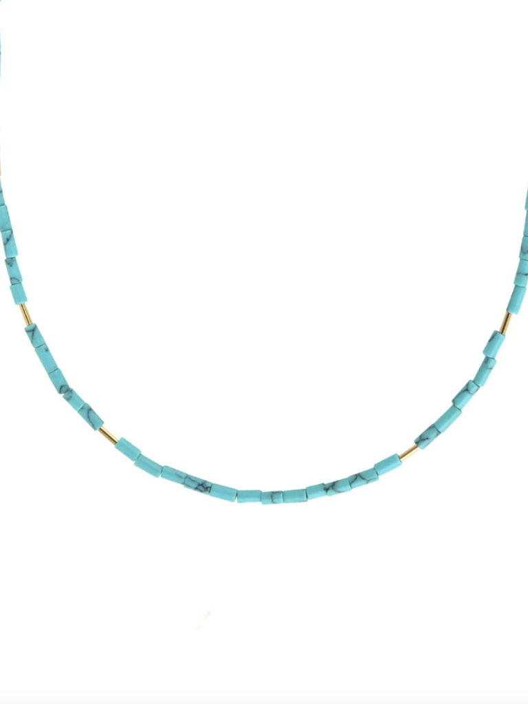 Petite Gem Heishi Necklace - Turquoise