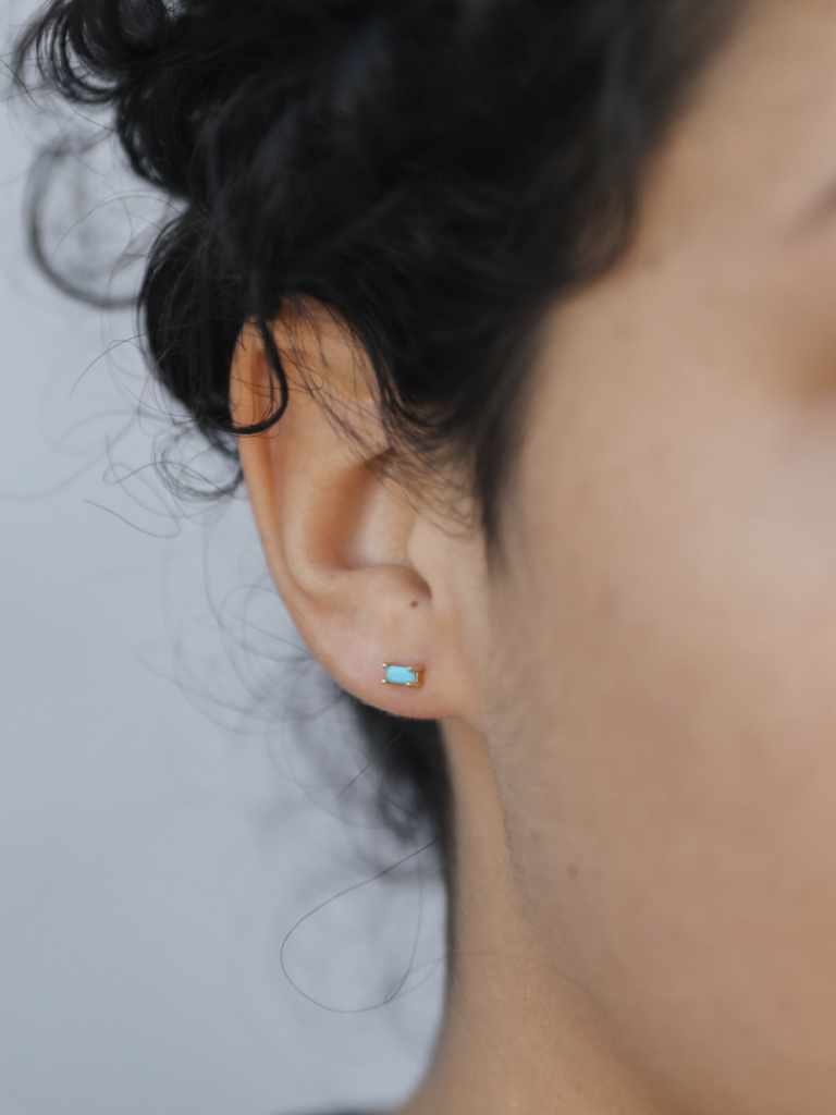 Turquoise Baguette Studs