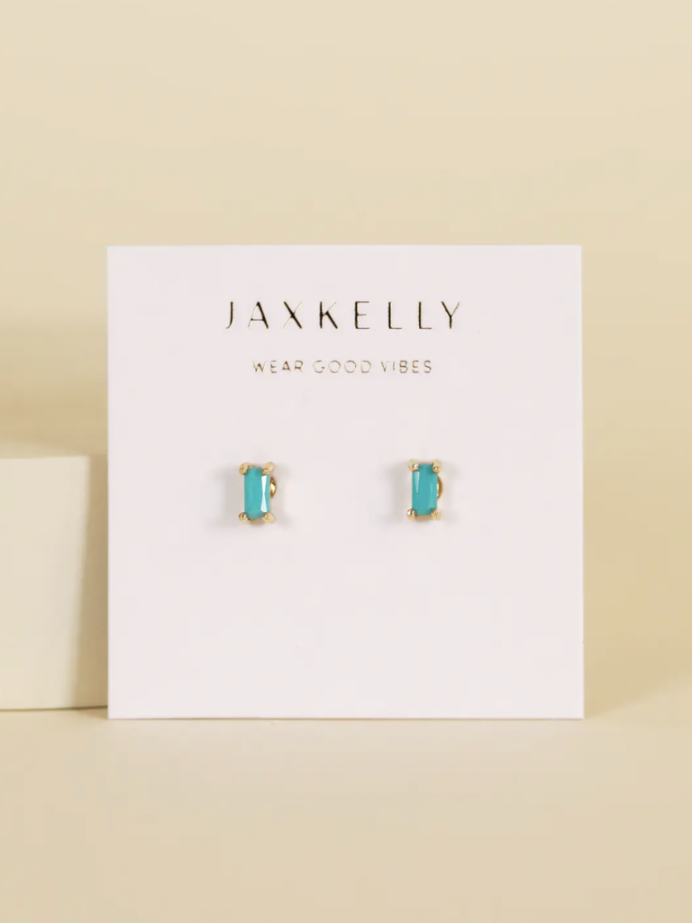 Turquoise Baguette Studs