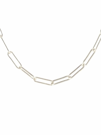 Thick Paperclip Chain Necklace - Silver