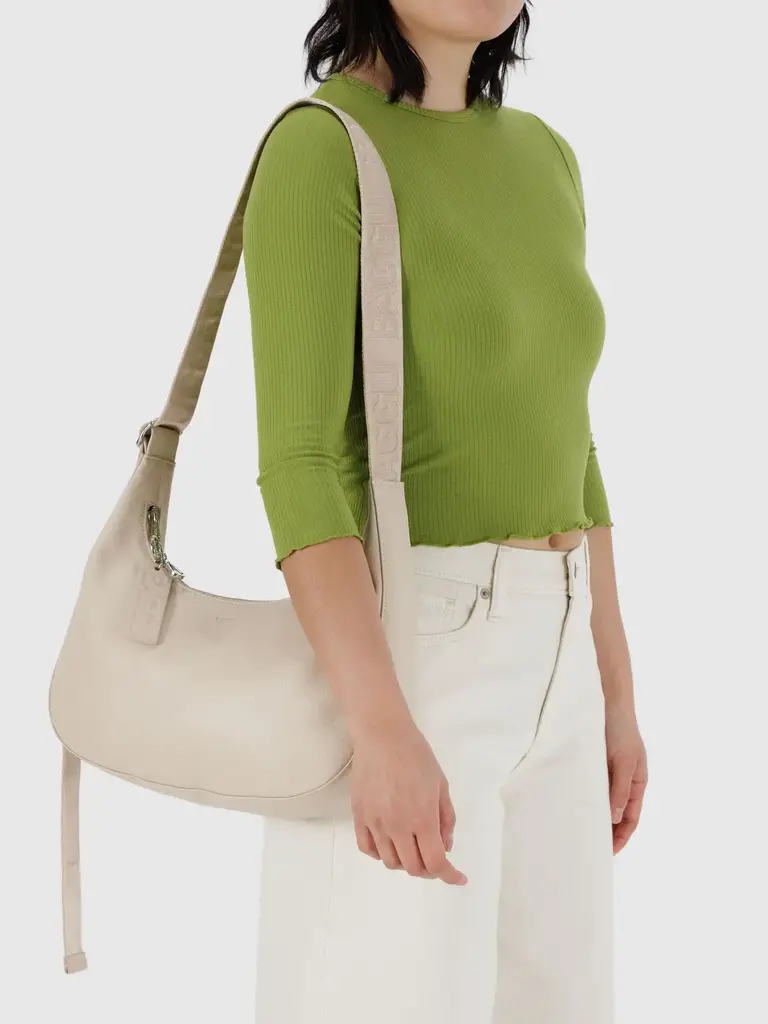 Medium Recycled Leather Crescent Bag